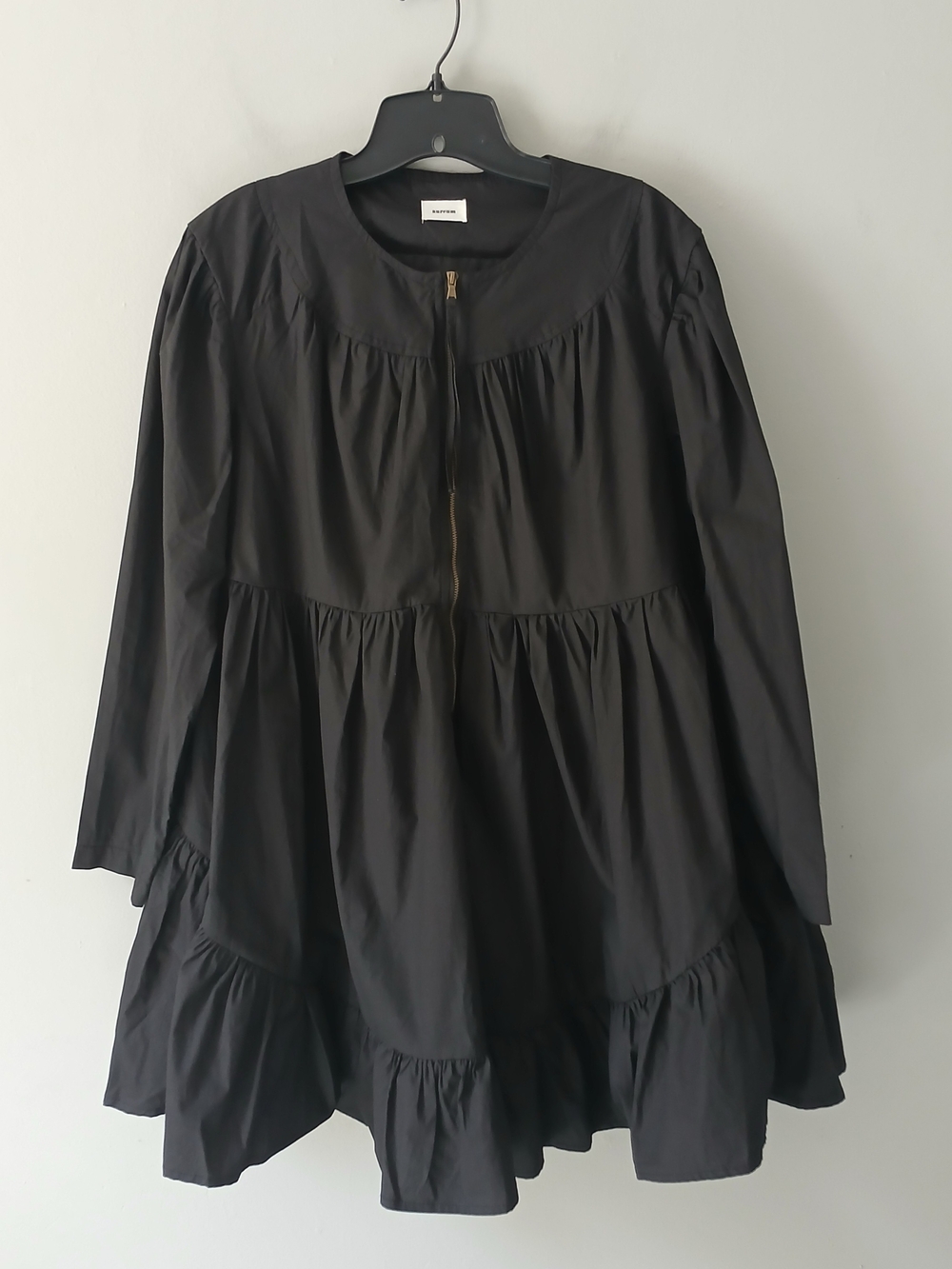 Aureum Women's Size Medium Bridgitte Babydoll Dress Black 100% Cotton Mini